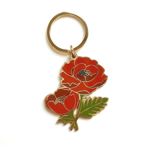 Isabelle Poppy Flower Keychain | Summer Gift + Garden Gift