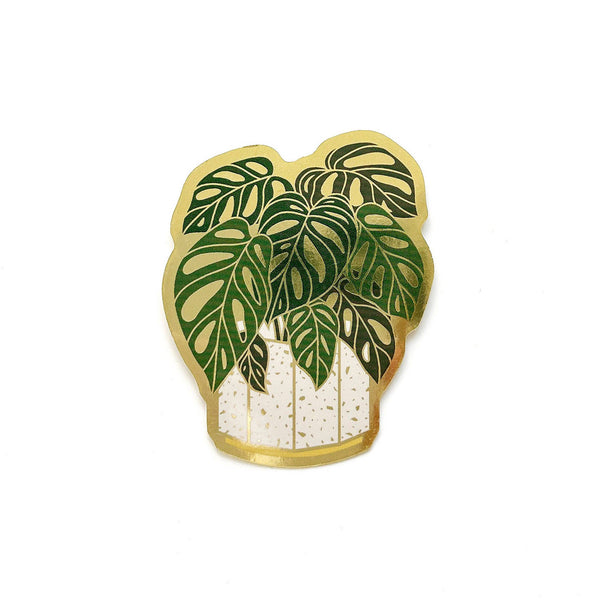 Swiss Monstera Plant Sticker | Luxe Metallic Gold Sticker