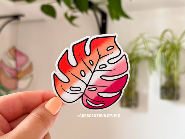 Monstera Leaf Sticker, LGBTQ+ Subtle Pride Flag - Lesbian