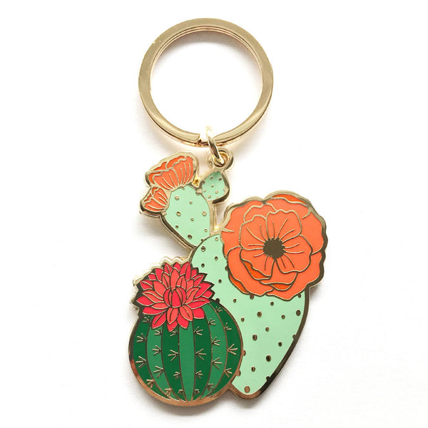 Blooming Cacti Plant Keychain | Summer Gift + Garden Gift