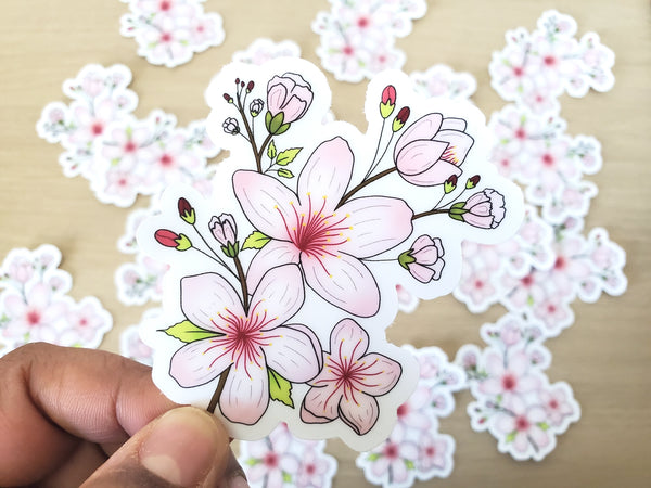 Clear Cherry Blossom Sticker (2.9 x 3 in)