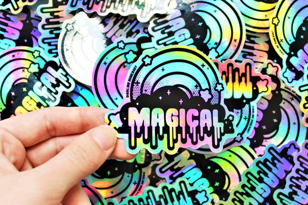 Holographic Sticker or Magnet. Weatherproof Vinyl Decal. Magical Rainbow Iridescent Sticker. Sailor Moon Steven Universe Gift Nonbinary