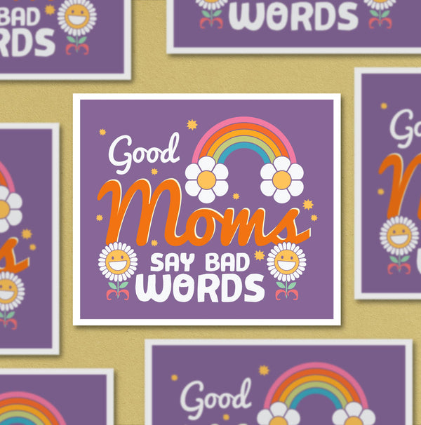 Good Moms Say Bad Words, Retro Illustrative Sticker