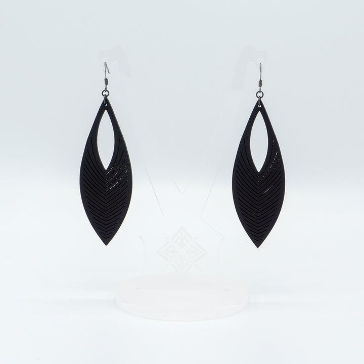 Terrabyte v.01 // Leather Earrings - Black - LIGHT RAZOR DESIGN STUDIO