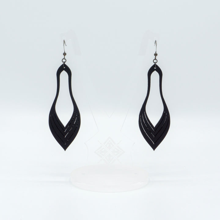 Terrabyte v.02_1 // Leather Earrings - Black - LIGHT RAZOR DESIGN STUDIO