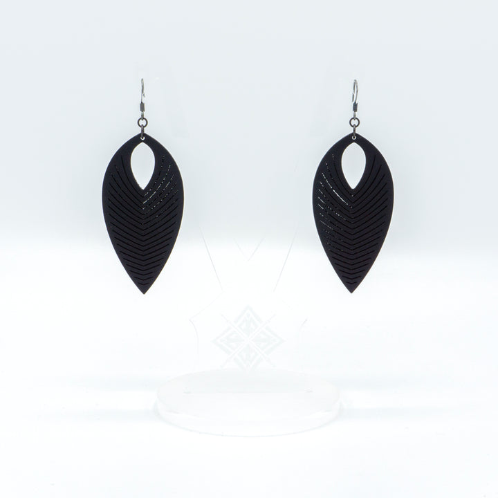 Terrabyte v.07_1 // Leather Earrings - Black - LIGHT RAZOR DESIGN STUDIO
