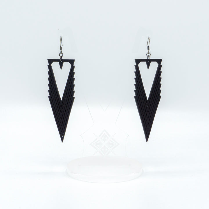 Terrabyte v.03 // Leather Earrings - Black - LIGHT RAZOR DESIGN STUDIO