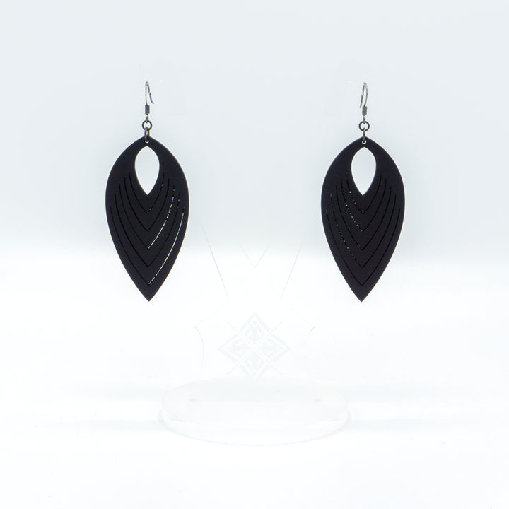 Terrabyte v.07_2 // Leather Earrings - Black - LIGHT RAZOR DESIGN STUDIO