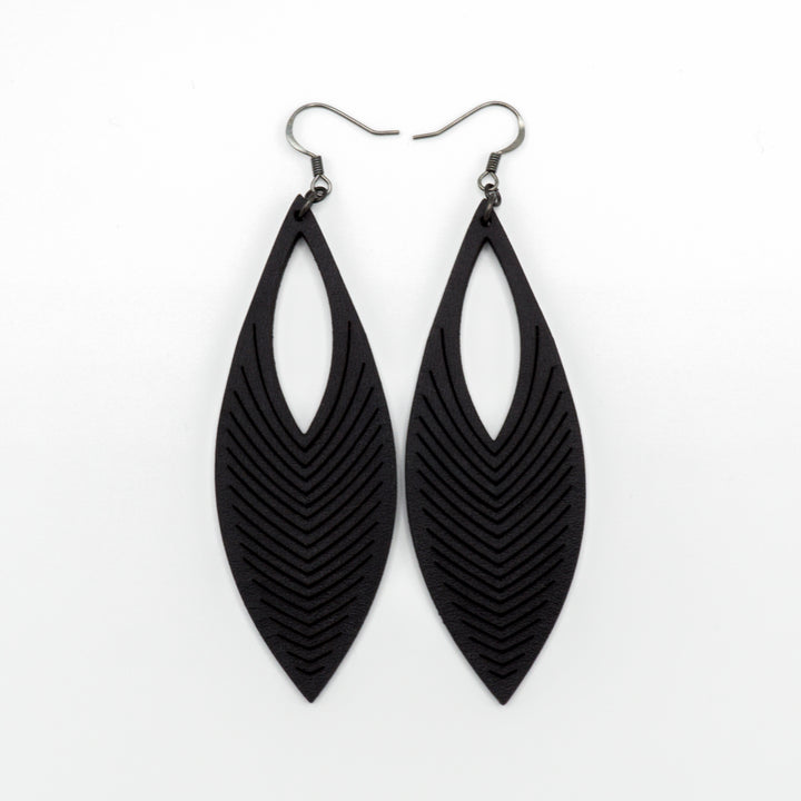 Terrabyte v.01 // Leather Earrings - Black - LIGHT RAZOR DESIGN STUDIO
