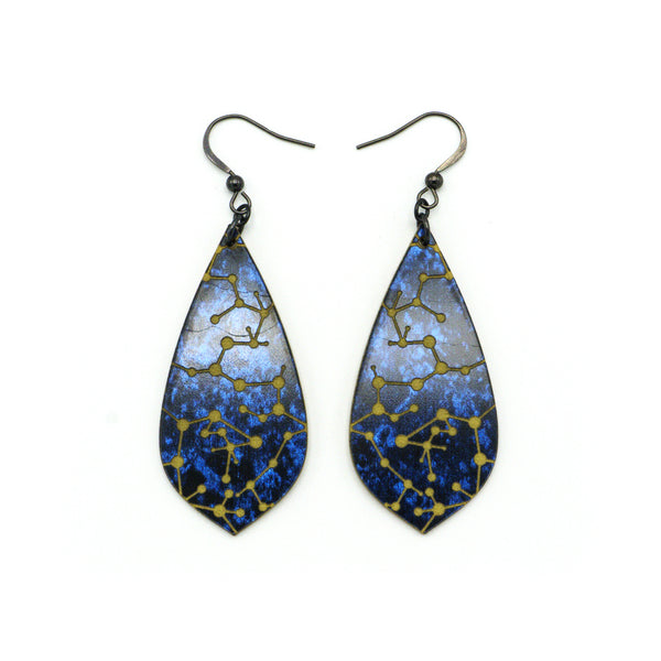 Gem Point [05] // Acrylic Earrings - Celestial Blue, Gold