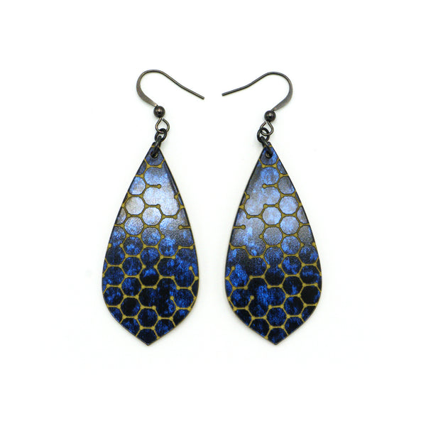 Gem Point [03] // Acrylic Earrings - Celestial Blue, Gold