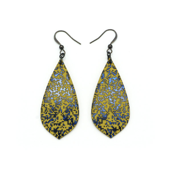 Gem Point [18] // Acrylic Earrings - Celestial Blue, Gold