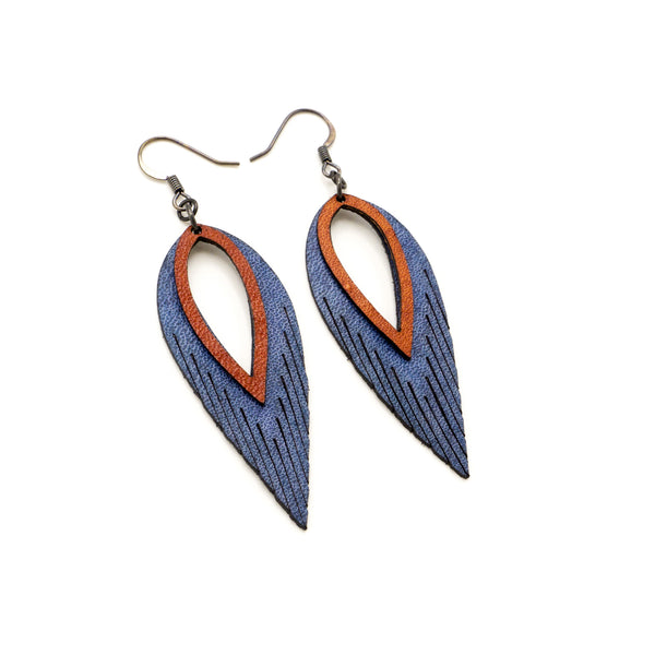 Nativas [2 Layer] // Leather Earrings - Blue, Red