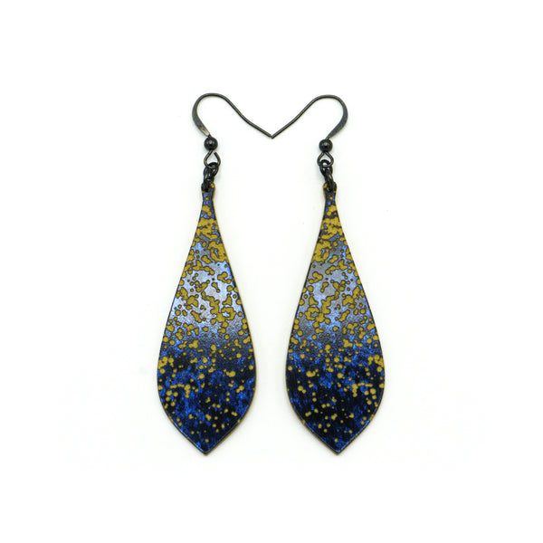 Slim Bevel Drops [02_Abstract] // Acrylic Earrings - Celestial Blue, Gold