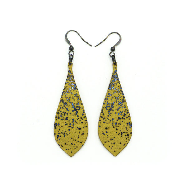 Slim Bevel Drops [02R_Abstract] // Acrylic Earrings - Celestial Blue, Gold