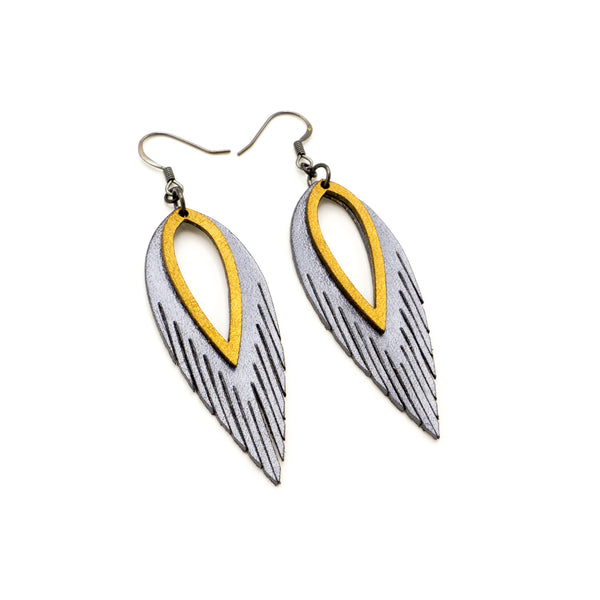 Nativas [2 Layer] // Leather Earrings - Silver, Gold