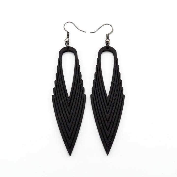 Terrabyte v.04 // Leather Earrings - Black - LIGHT RAZOR DESIGN STUDIO