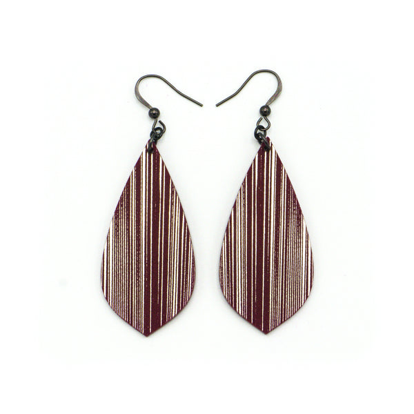 Gem Point [15R] // Acrylic Earrings - Brushed Nickel, Burgundy