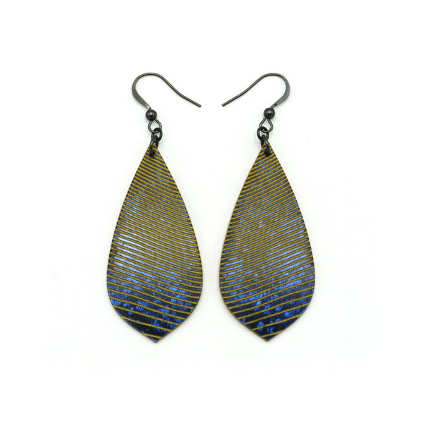 Gem Point [20] // Acrylic Earrings - Celestial Blue, Gold