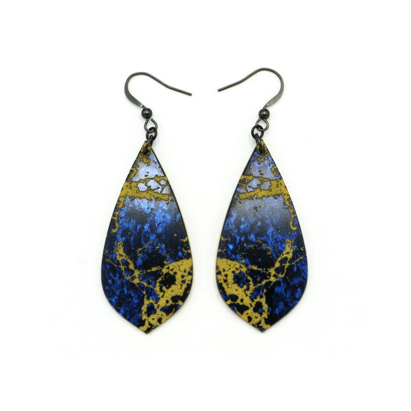 Gem Point [23] // Acrylic Earrings - Celestial Blue, Gold