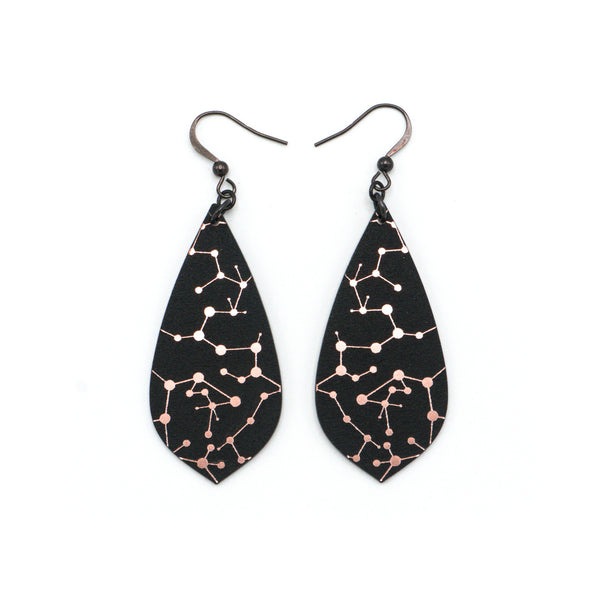 Gem Point [05R] // Acrylic Earrings - Rose Gold, Black
