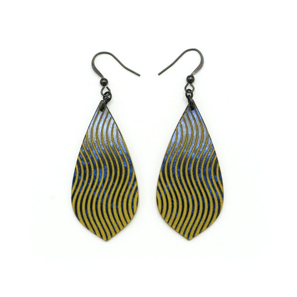 Gem Point [13] // Acrylic Earrings - Celestial Blue, Gold