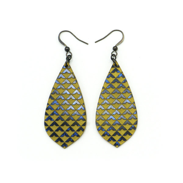 Gem Point [35R] // Acrylic Earrings - Celestial Blue, Gold