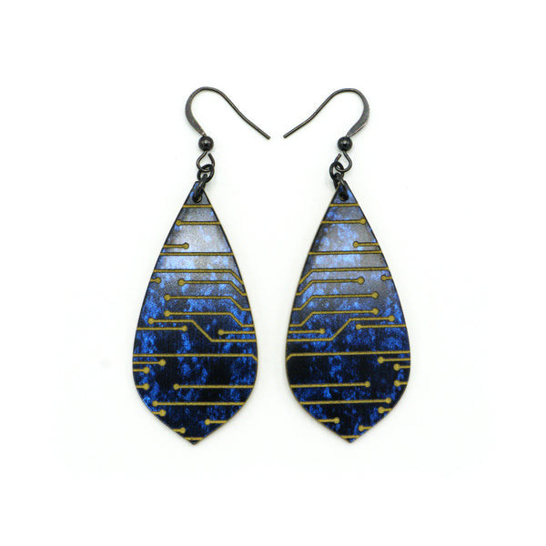 Gem Point [06] // Acrylic Earrings - Celestial Blue, Gold