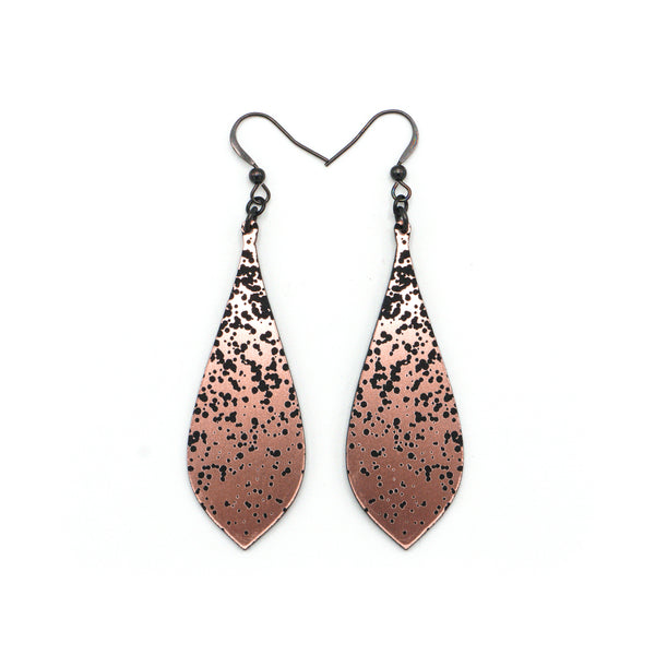 Slim Bevel Drops [02_Abstract] // Acrylic Earrings - Rose Gold, Black