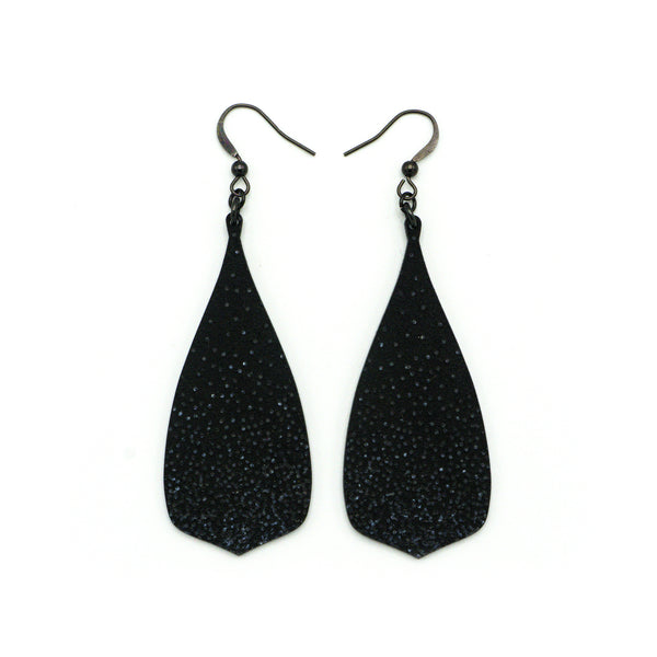 Flared Bevel Drops [01R_SparkGradient] // Acrylic Earrings - Black Galaxy, Black