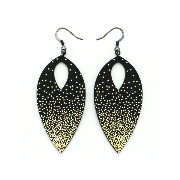 T7 [01R_SparkGradient] // Acrylic Earrings - Brushed Gold, Black