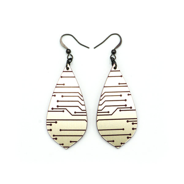 Gem Point [06] // Acrylic Earrings - Brushed Nickel, Burgundy