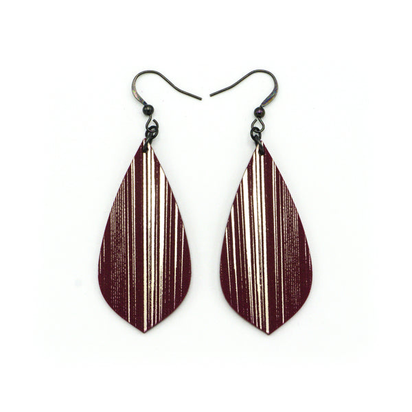 Gem Point [15] // Acrylic Earrings - Brushed Nickel, Burgundy