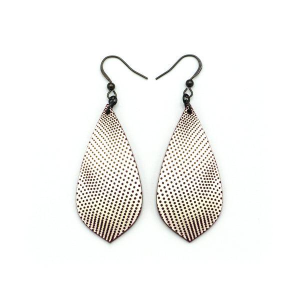 Gem Point [19] // Acrylic Earrings - Brushed Nickel, Burgundy