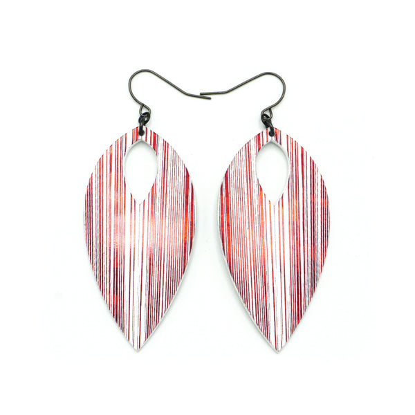 T7 [05R_LineArray] // Acrylic Earrings - Red Holograph, White