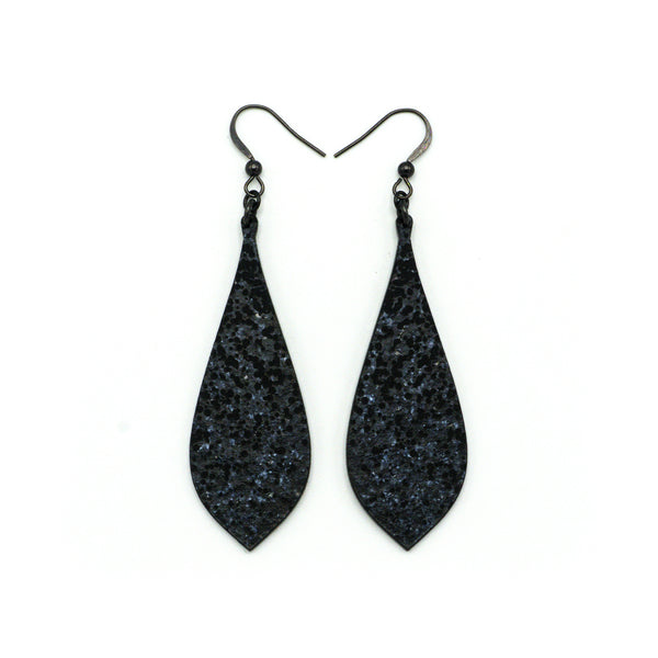 Slim Bevel Drops [02_Abstract] // Acrylic Earrings - Black Galaxy, Black