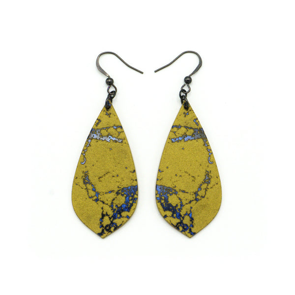 Gem Point [23R] // Acrylic Earrings - Celestial Blue, Gold