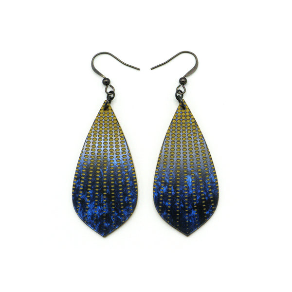 Gem Point [09] // Acrylic Earrings - Celestial Blue, Gold