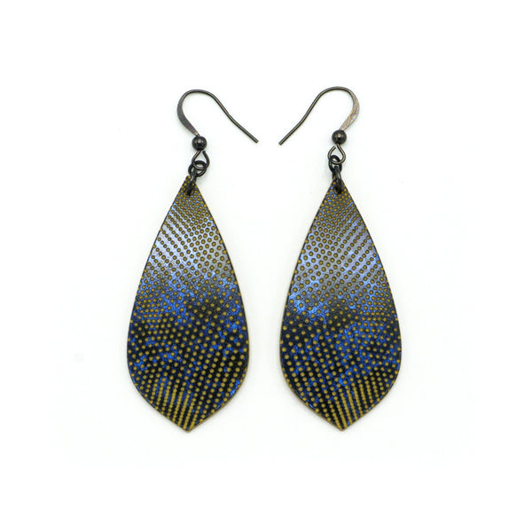 Gem Point [19] // Acrylic Earrings - Celestial Blue, Gold