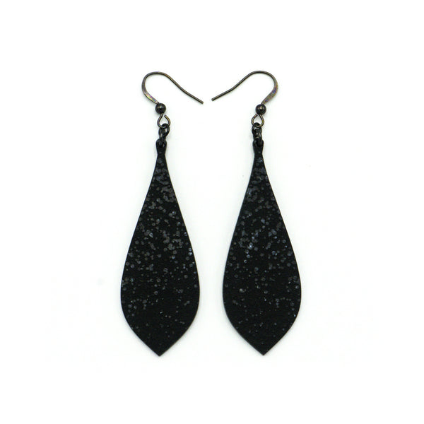 Slim Bevel Drops [02R_Abstract] // Acrylic Earrings - Black Galaxy, Black