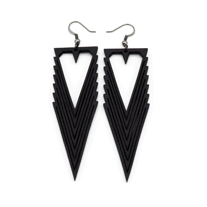 Terrabyte v.03 // Leather Earrings - Black - LIGHT RAZOR DESIGN STUDIO