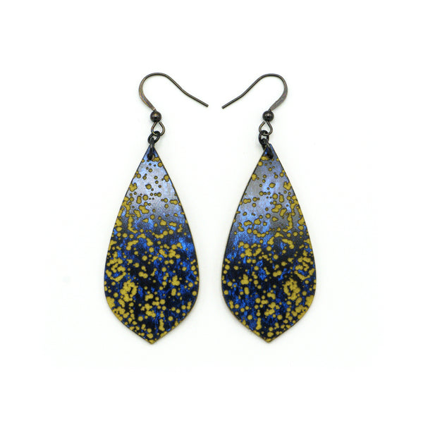 Gem Point [02] // Acrylic Earrings - Celestial Blue, Gold