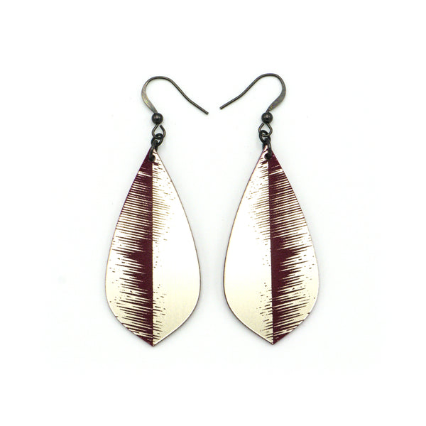Gem Point [14] // Acrylic Earrings - Brushed Nickel, Burgundy