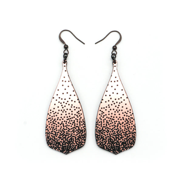 Flared Bevel Drops [01_SparkGradient] // Acrylic Earrings - Rose Gold, Black