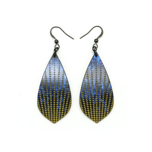 Gem Point [08] // Acrylic Earrings - Celestial Blue, Gold