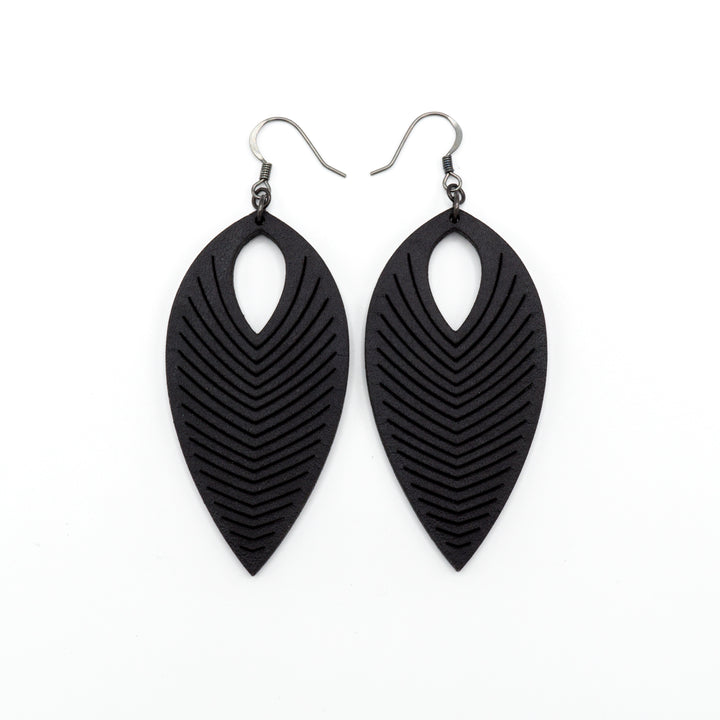Terrabyte v.07_1 // Leather Earrings - Black - LIGHT RAZOR DESIGN STUDIO