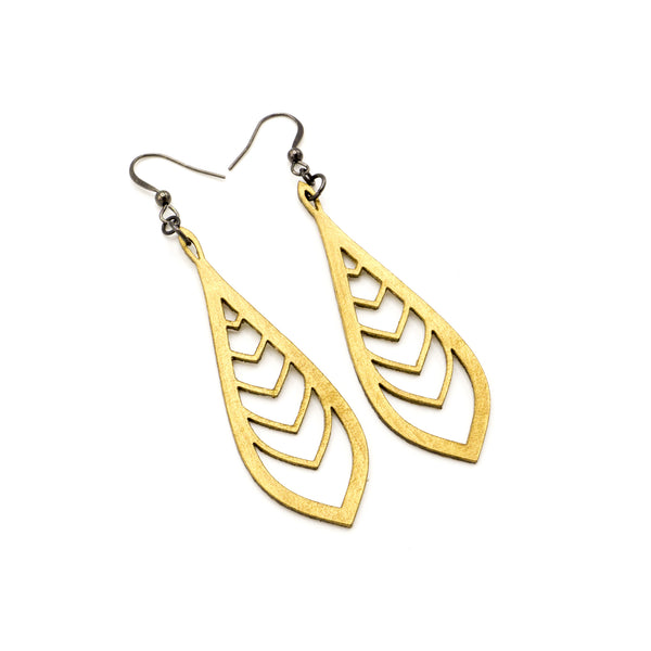Saturā Leather Earrings 03 // Gold