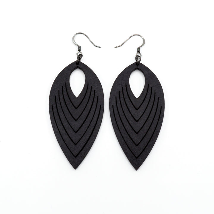 Terrabyte v.07_2 // Leather Earrings - Black - LIGHT RAZOR DESIGN STUDIO