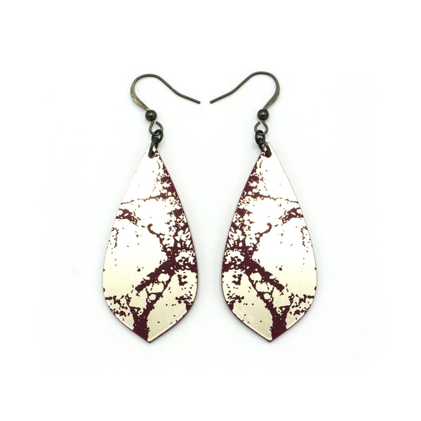 Gem Point [24] // Acrylic Earrings - Brushed Nickel, Burgundy
