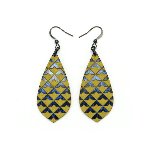 Gem Point [36R] // Acrylic Earrings - Celestial Blue, Gold